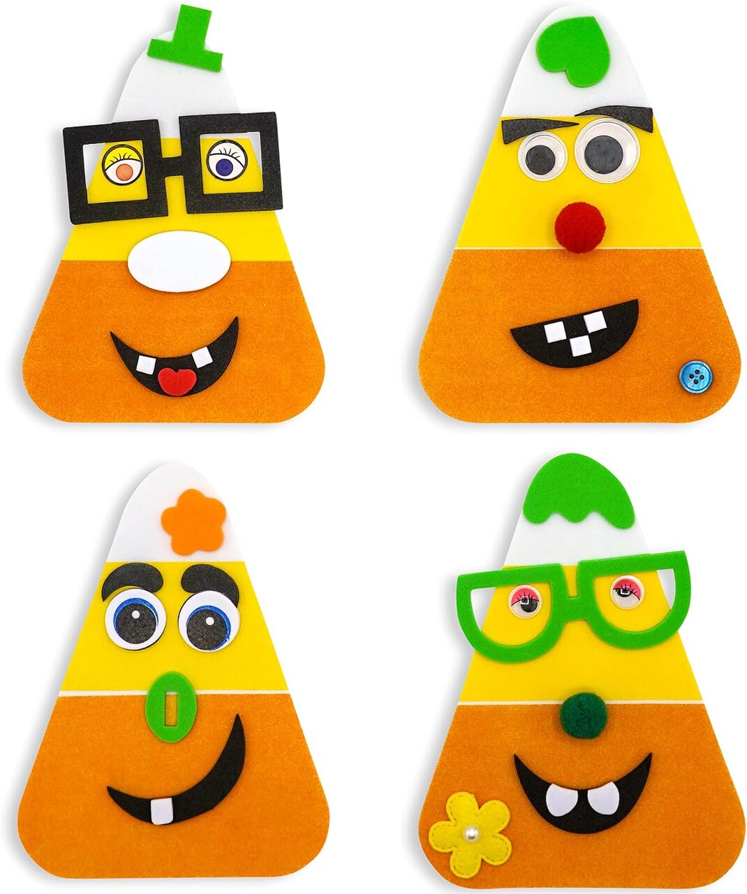 4E's Novelty Halloween Crafts for Kids 12 Pack – Goofy Candy Corn Magnet Foam Craft Kit, Bulk DIY Fall Arts & Crafts for Toddlers, Classroom Halloween Activities, Party Favors, and Refrigerator Magnets